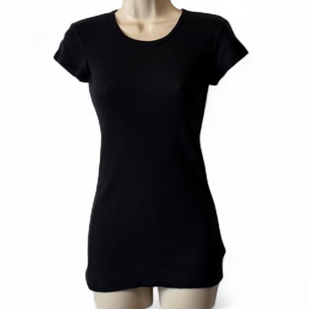 Vintage Y2K Arizona Jean Company Black Fitted Longline Tee, Women's Size S